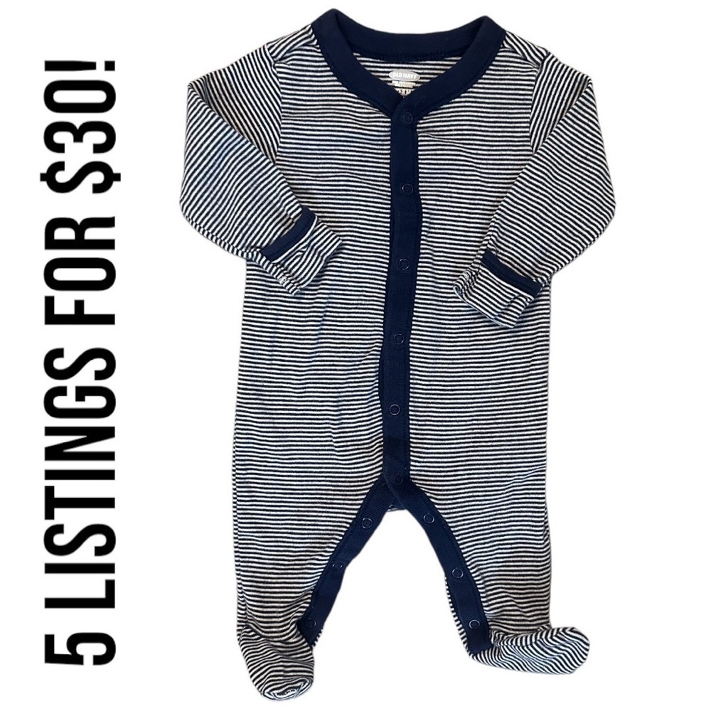 Old navy 0-3 months baby boy striped button footies